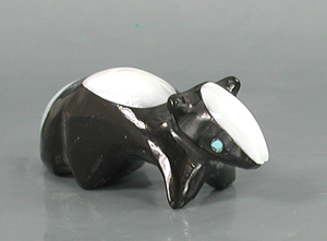Authentic Native American skunk fetish by Zuni artisan Calvert Bowannie