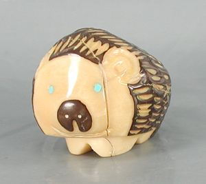 Authentic Native American hedgehog fetish by Zuni artisan Silvern Powitech