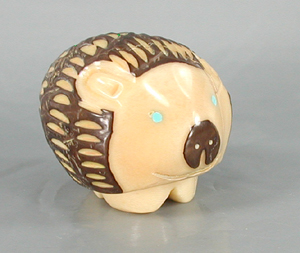 Authentic Native American hedgehog fetish by Zuni artisan Silvern Powitech