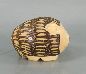 Authentic Native American hedgehog fetish carving by Zuni artisan Silvern Powitech