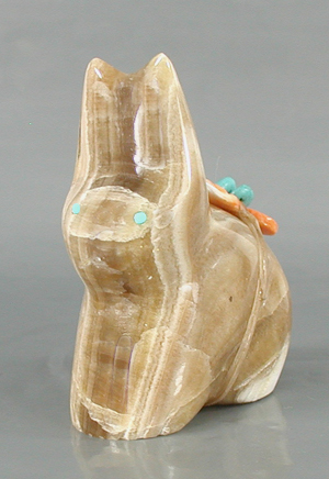Authentic Native American onyx rabbit fetish by Zuni artisan Daphne Quam