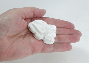  alabaster rabbit fetish carving with turquoise eyes