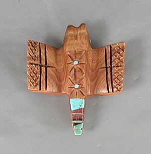 Authentic Native American cedar wood dragonfly fetish by Zuni artisan Brandon Phillips