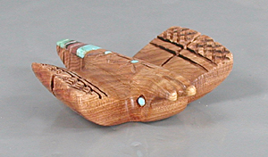 Authentic Native American cedar wood dragonfly fetish by Zuni artisan Brandon Phillips