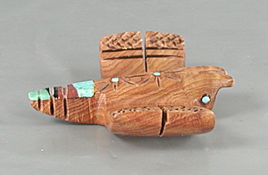 Authentic Native American cedar wood dragonfly fetish by Zuni artisan Brandon Phillips
