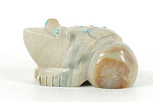 Authentic Native American onyx Frog Fetish carving by Zuni artist Mike Yatsayte