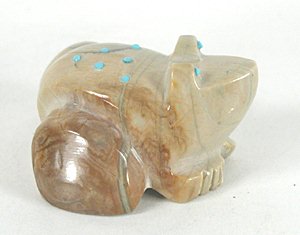 Authentic Native American onyx Frog Fetish carving by Zuni artist Mike Yatsayte