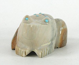 Authentic Native American onyx Frog Fetish carving by Zuni artist Mike Yatsayte