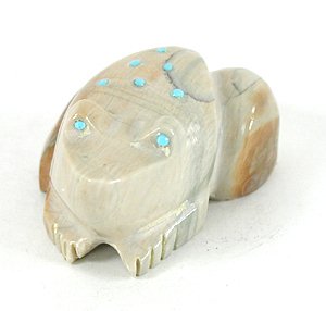 Authentic Native American onyx Frog Fetish carving by Zuni artist Mike Yatsayte