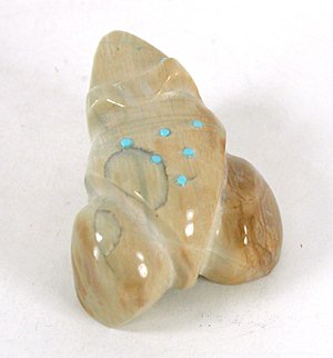 Authentic Native American onyx Frog Fetish carving by Zuni artist Mike Yatsayte