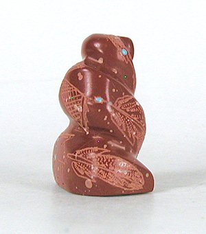 Authentic Native American Zuni Snake fetish carving of pipestone by Adrian Cachini