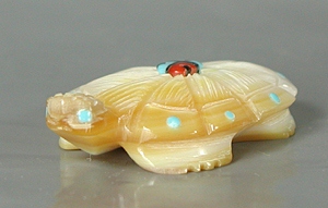 Authentic Native American Indian turtle fetish carving by Zuni artist Danette Laate