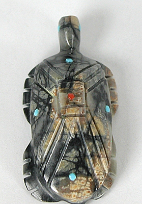 Authentic Native American Indian turtle fetish carving by Zuni artists Carl Etsate