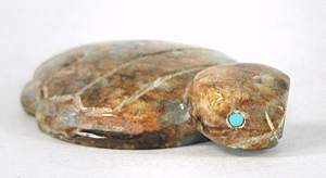 Authentic Native American Indian turtle fetish carving by Zuni artist Fred Weekoty