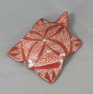 Authentic Native American turtle fetish carving of etched pipestone by Zuni carver Patrick Wallace
