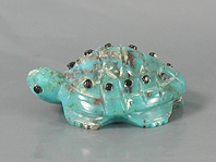 Authentic Native American Turtle Fetish Carving of turquoise by Zuni carver Danette Laate