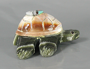 Authentic Native American Turtle Fetish Carving of serpentine by Zuni carver Fabian Homer