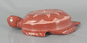 Authentic Native American turtle fetish carving of etched pipestone by Zuni carver Alvin Fuson