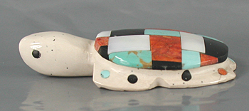 Authentic Native American Turtle Fetish Carving of mother of pearl by Zuni carver Cheryl Beyuka