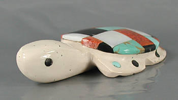 Authentic Native American Turtle Fetish Carving of mother of pearl by Zuni carver Cheryl Beyuka