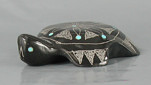 Authentic Native American Turtle Fetish Carving of marble by Zuni carver Rosella Gonzales