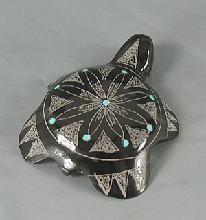 Authentic Native American Turtle Fetish Carving of marble by Zuni carver Rosella Gonzales