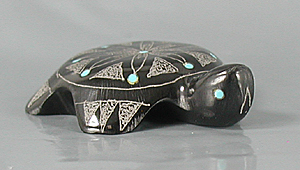 Authentic Native American Turtle Fetish Carving of marble by Zuni carver Rosella Gonzales