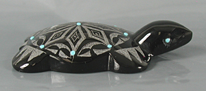 Authentic Native American Turtle Fetish Carving of marble by Zuni carver Johnathan Natewa