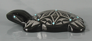 Authentic Native American Turtle Fetish Carving of marble by Zuni carver Johnathan Natewa