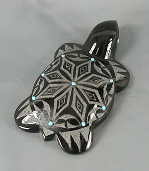 Authentic Native American Turtle Fetish Carving of marble by Zuni carver Johnathan Natewa