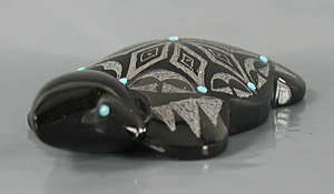 Authentic Native American Turtle Fetish Carving of marble by Zuni carver Johnathan Natewa