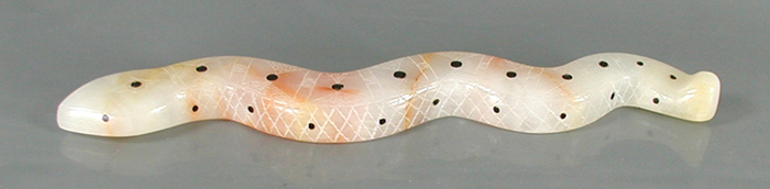 Snake Fetish Carving of onyx with inlaid jet eyes and power spots