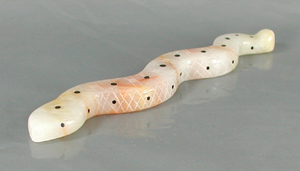 Snake Fetish Carving of onyx with inlaid jet eyes and power spots