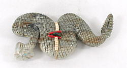 Authentic Native American Zuni Snake fetish carving of Picasso Marble by Paulette and Farlan Quam