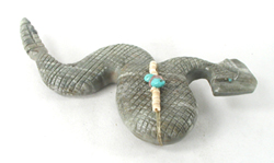 Authentic Native American Zuni Snake fetish carving of Picasso Marble by Paulette and Farlan Quam