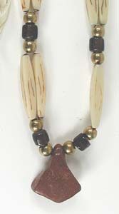 Authentic Native American Indian hairpipe necklace with pipestone catlinite nugget by Lakota artist Tony Monroe