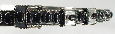 Authentic Native American Sterling Silver and Onyx Hat Band by Navajo silversmith James Freeland