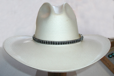 Authentic Native American Sterling Silver and Onyx Hat Band by Navajo silversmith James Freeland