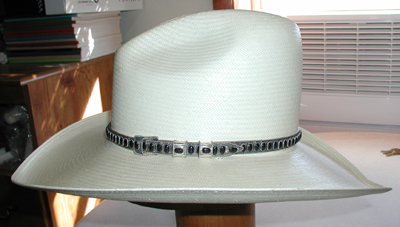 Authentic Native American Sterling Silver and Onyx Hat Band by Navajo silversmith James Freeland