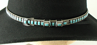 Authentic Native American Sterling Silver and Turquoise Hat Band byAuthentic Native American Sterling Silver and Turquoise Hat Band by Navajo James Freeland