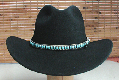 Authentic Native American Sterling Silver and Turquoise Hat Band by Navajo James Freeland
