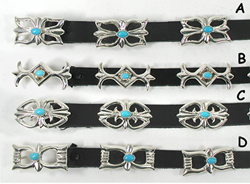 Authentic Native American black leather Sterling Silver Concho Hat Band by Navajo artist Isabelle Key