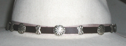 Authentic Native American dark chocolate brown Sterling Silver Concho Hat Band by Navajo artisan Joan Begay