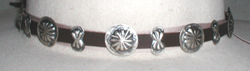 Authentic Native American dark chocolate brown Sterling Silver Concho Hat Band by Navajo artisan Joan Begay