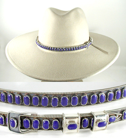 Navajo sterling silver and lapis lazuli hat band by James Freeland