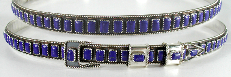 Authentic Native American Sterling Silver and Lapis Lazuli Hat Band by Navajo James Freeland