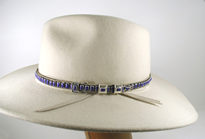 Authentic Native American Sterling Silver and Lapis Lazuli Hat Band by Navajo James Freeland