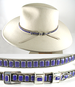 Navajo sterling silver and onyx hat band by James Freeland
