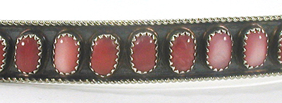 Authentic Native American Sterling Silver and Pink Mussel Shell Hat Band by Navajo James Freeland