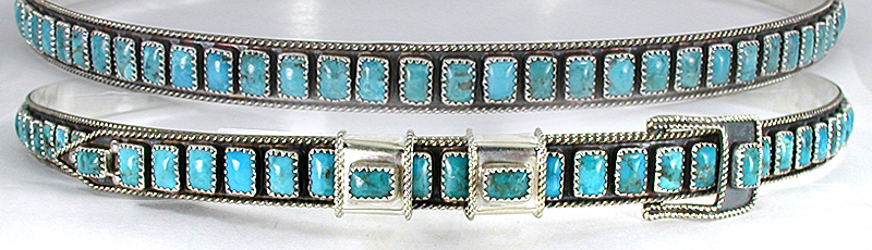Authentic Native American Sterling Silver and Turquoise Hat Band by Navajo James Freeland